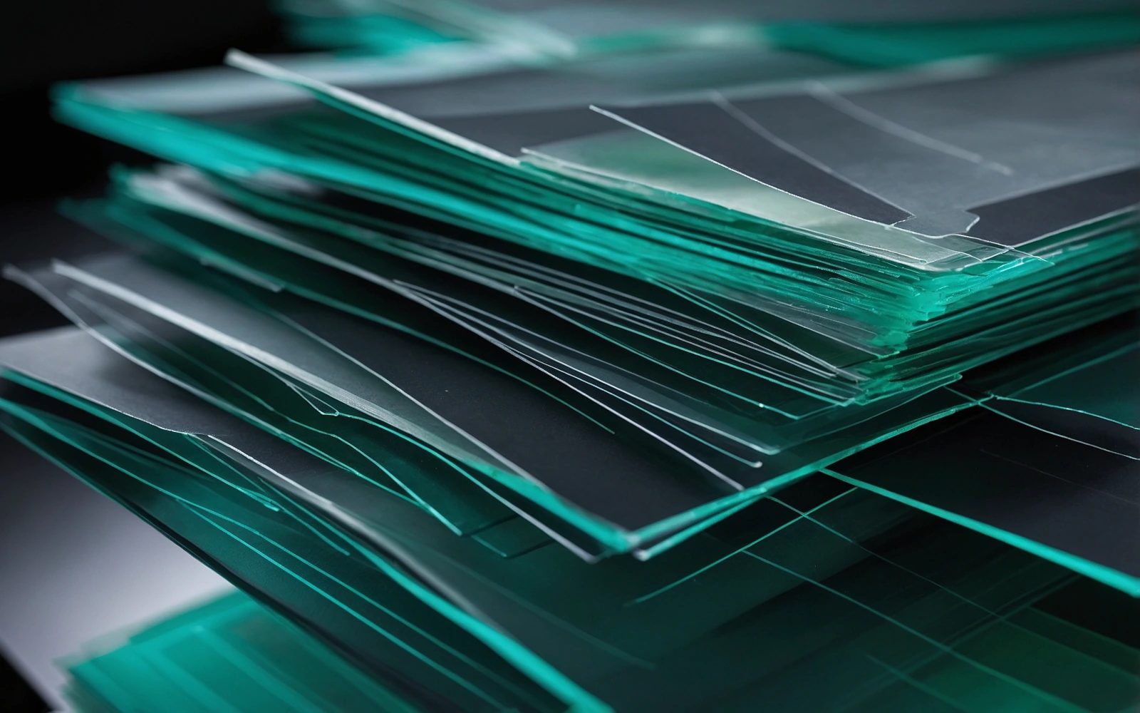 Transparente, gestapelte Dokumenten- und Datenlayer als Symbol für strukturierte Nachweisführung