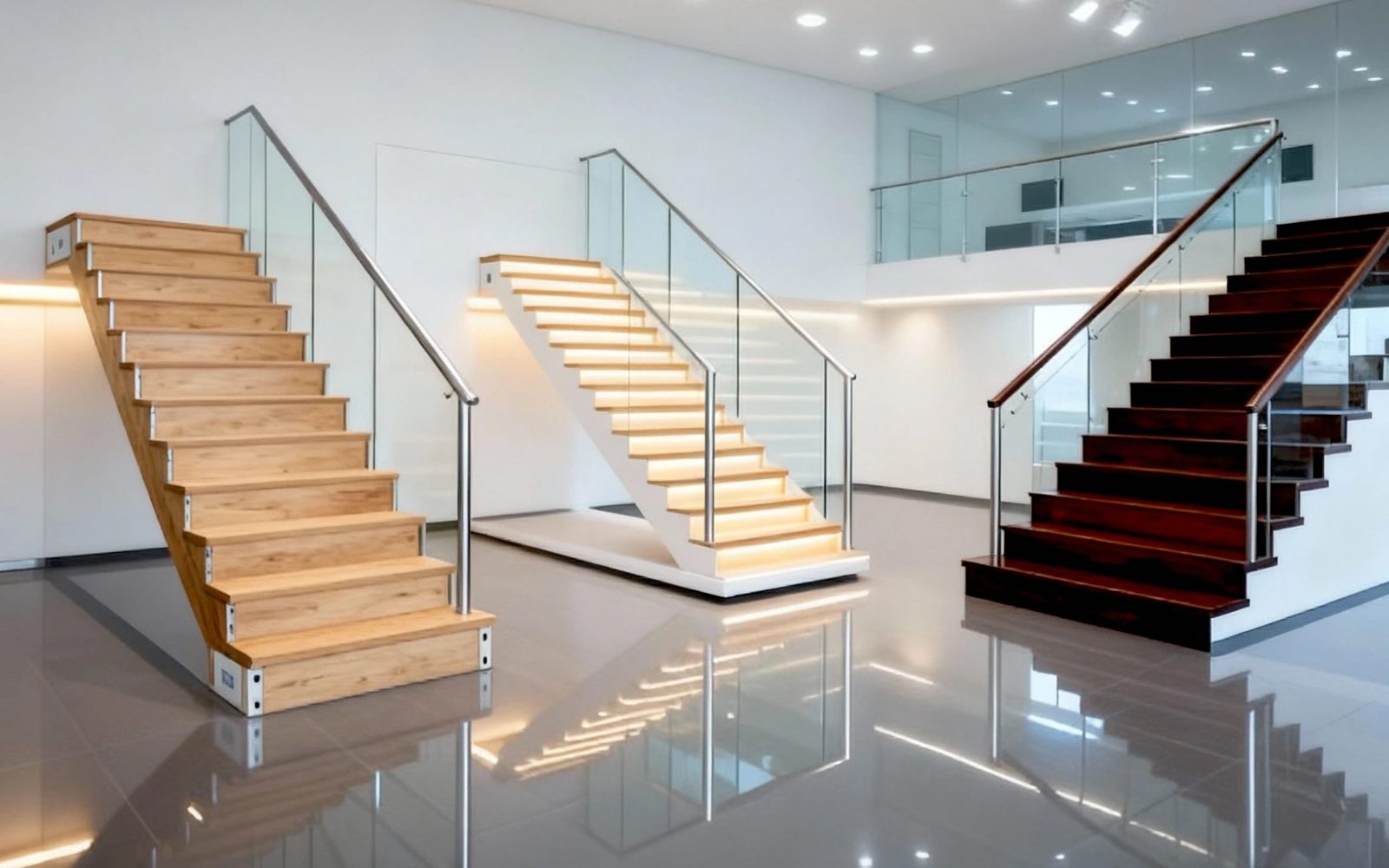 Vormontierte Holztreppen-Baugruppen und Prefab-Komponenten als Symbol für Stücklisten, ETA und montagefähige Baugruppen